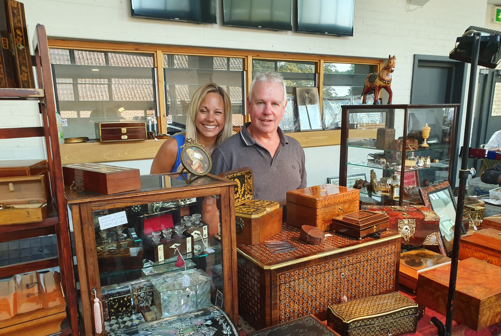 Sarah & Dad at Mostly Boxes Antiques