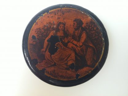 Circular papier mache snuff box 1820