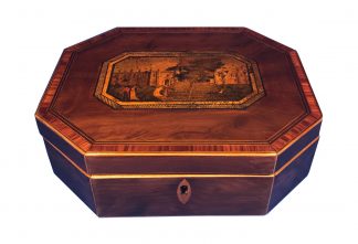 George III Octagonal Yew Inlaid Table Box