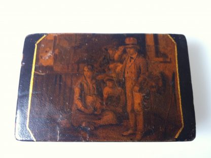 Painted papier mache snuff box circa 1845