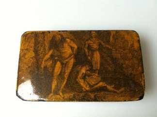 Papier Mache 1830 engraved lid, snuff box