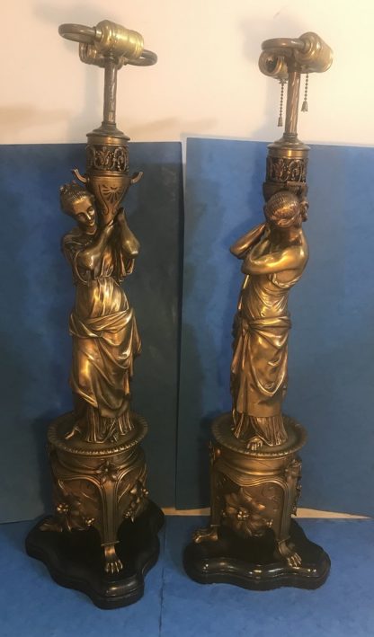 A Pair of 19th Century Bronze lamps