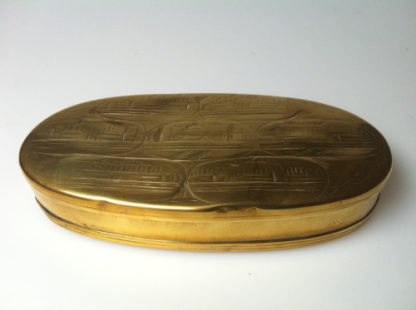 Antique Dutch 1740 oval shaped engraved tobacco tin
