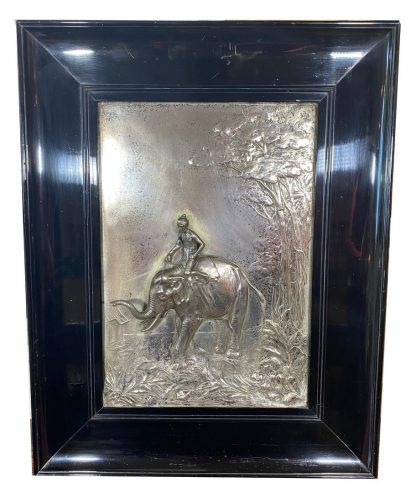 Edwardian Silver plated panel with a ebonised frame