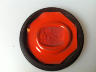 Lignum vitae seal box with seal impression