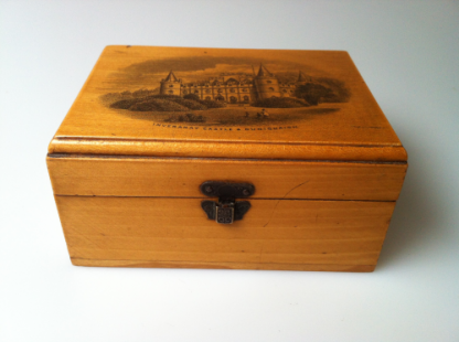 Mauchline Ware, Sycamore box, with Inveraray Castle & Duniquaich