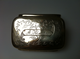 Scandinavian engraved double opening tobacco box in Nickel
