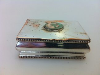 Silver plated 1850 tobacco tin with 1806 Farthing to the lid